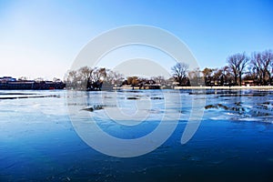 The frozen Shichahai in Beijing, China photo